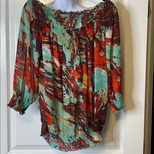 Colorful Blouse Off Shoulder